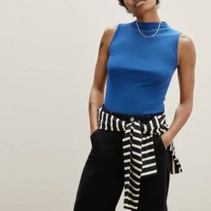 Everlane Pima Micro-Rib Funnel-Neck Tank Royal Blue (Small)